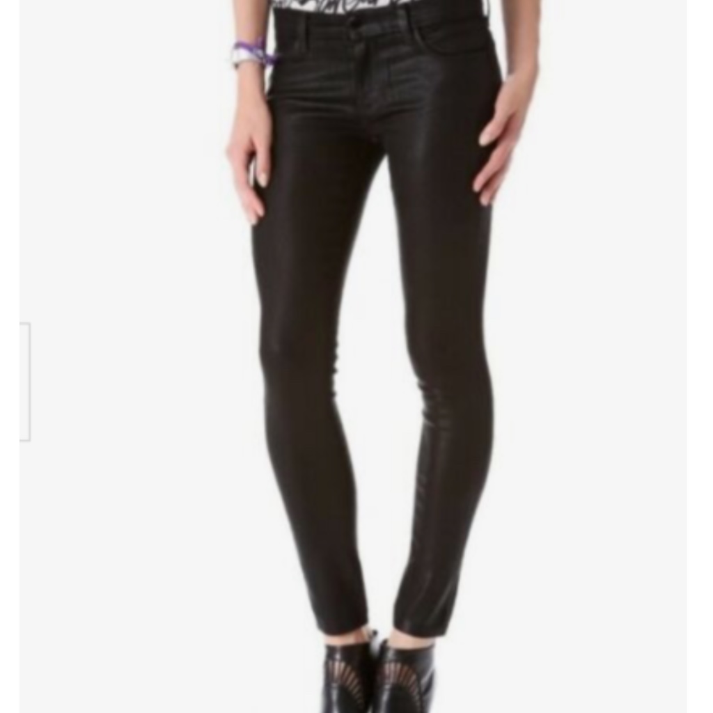 Nwot J Brand Super Skinny 901 Black Rose Gold Coat Leggings 25  Rare Coating